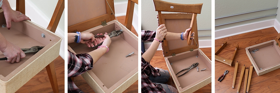 disassembling sewing stool