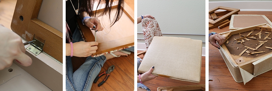 cleaning up sewing stool