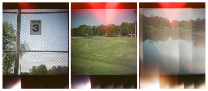 photographs from a park damaged by light leak