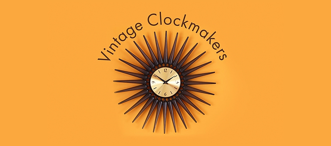vintage spike clock on yellow background